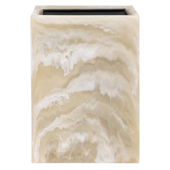 Duluth Ivory Swirled Resin Square Wastebasket - Hudson & Vine
