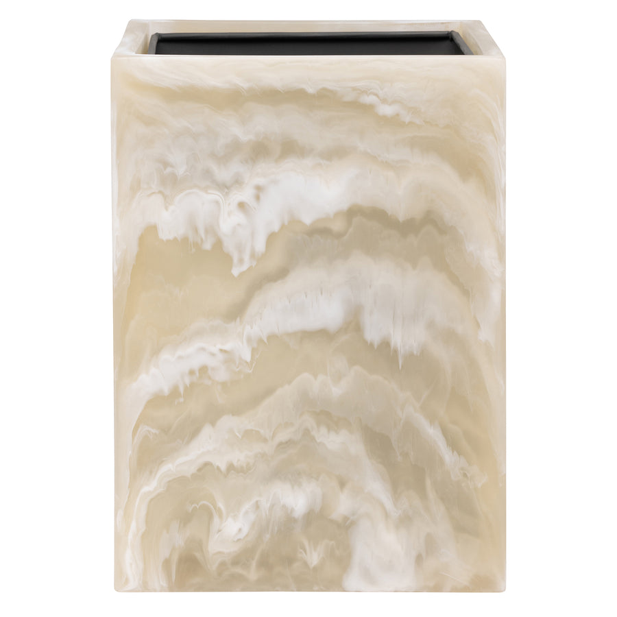 Duluth Ivory Swirled Resin Square Wastebasket - Hudson & Vine