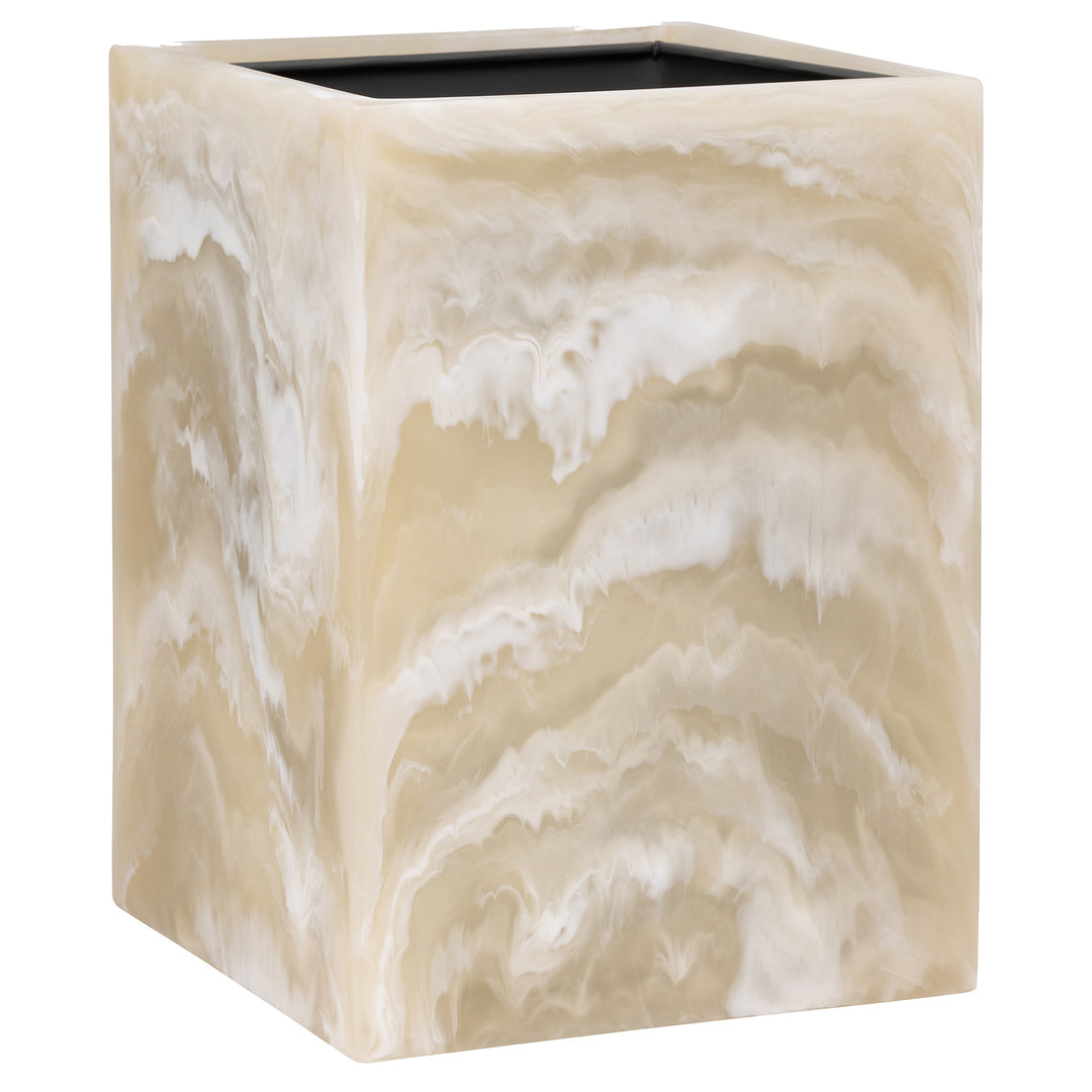 Duluth Ivory Swirled Resin Square Wastebasket - Hudson & Vine