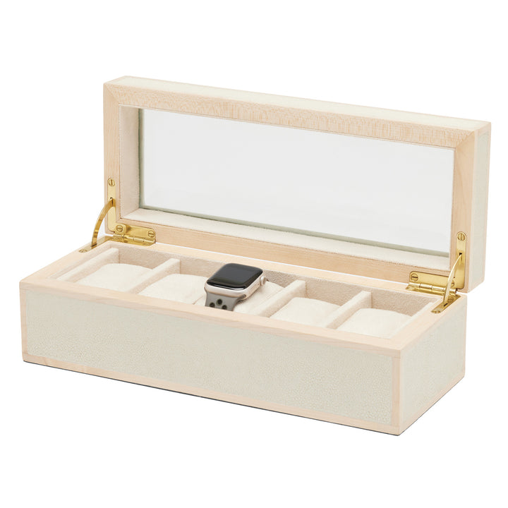 Elmbridge Faux Shagreen 5 Watch Box (Blanc)