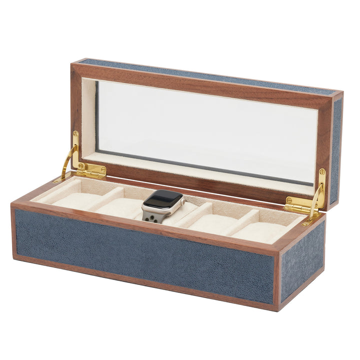Elmbridge Faux Shagreen 5 Watch Box (Navy)