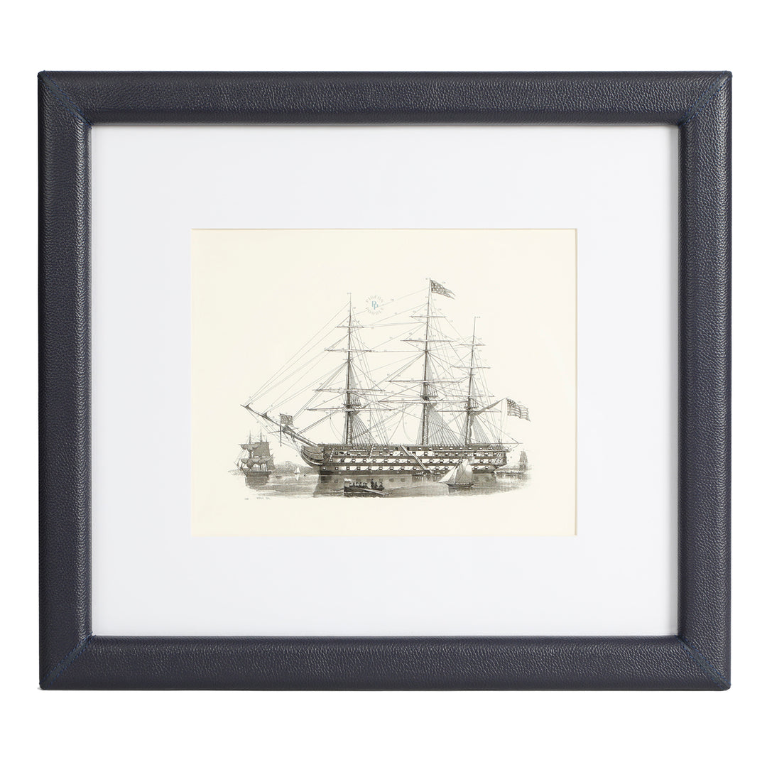 Eton Full-Grain Leather Wall Picture Frame (Navy)
