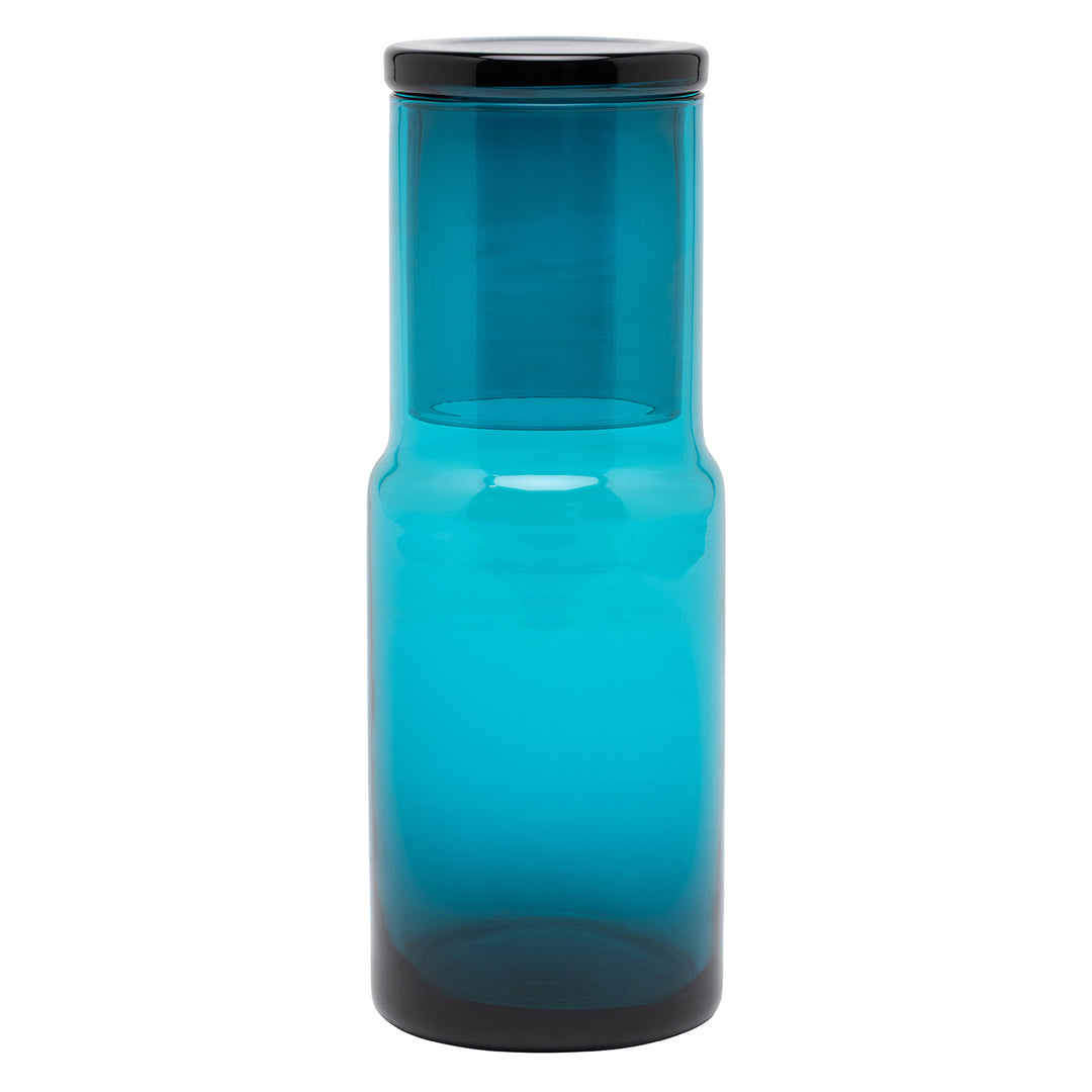 Faro Hand-Blown Glass Cylinder Carafe (Dark Turquoise) - Hudson & Vine