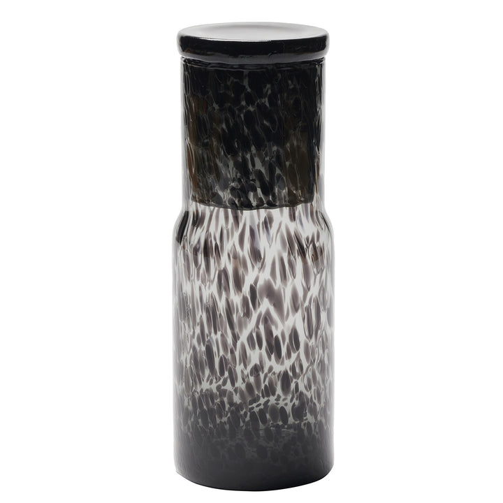 Faro Hand-Blown Glass Cylinder Carafe (Black Leopard)