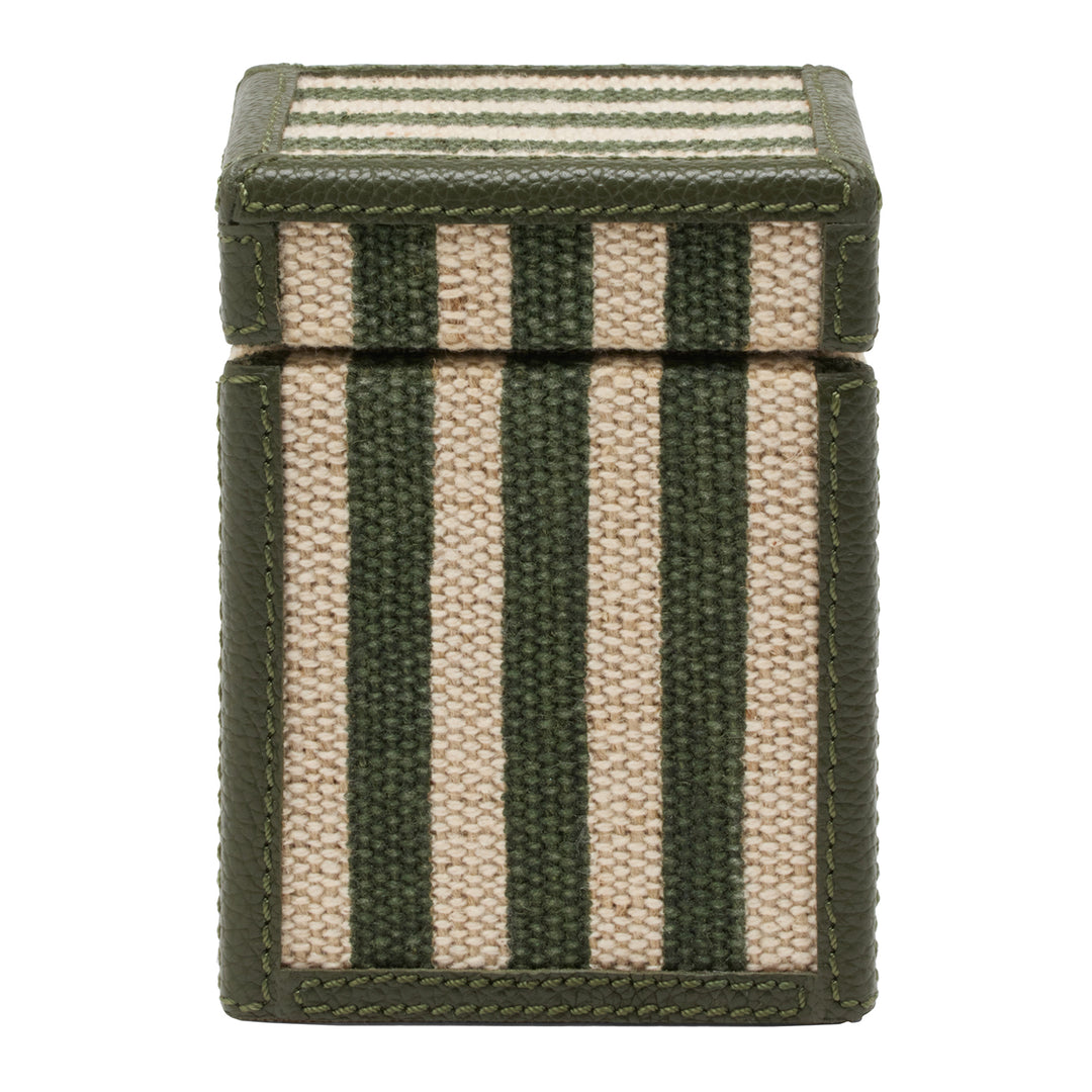 Franklin Emerald Striped Cotton Jute/Forest Leather Bathroom Accessories