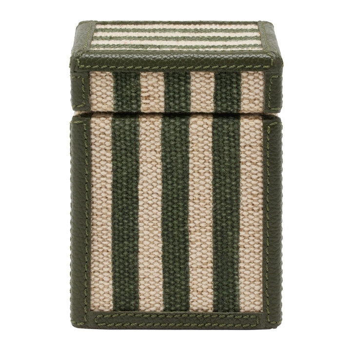 Franklin Emerald Striped Cotton Jute/Forest Leather Bathroom Accessories