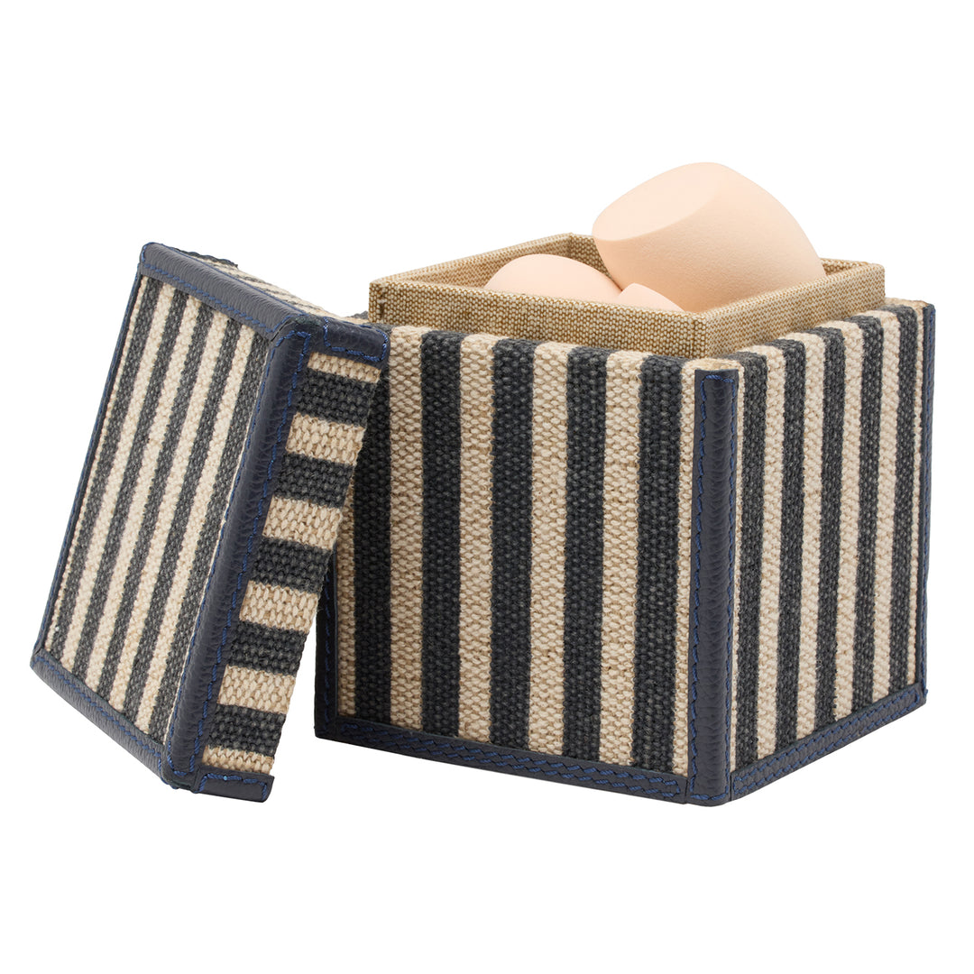 Franklin Navy Striped/Navy Cotton Jute/Leather Bathroom Accessories