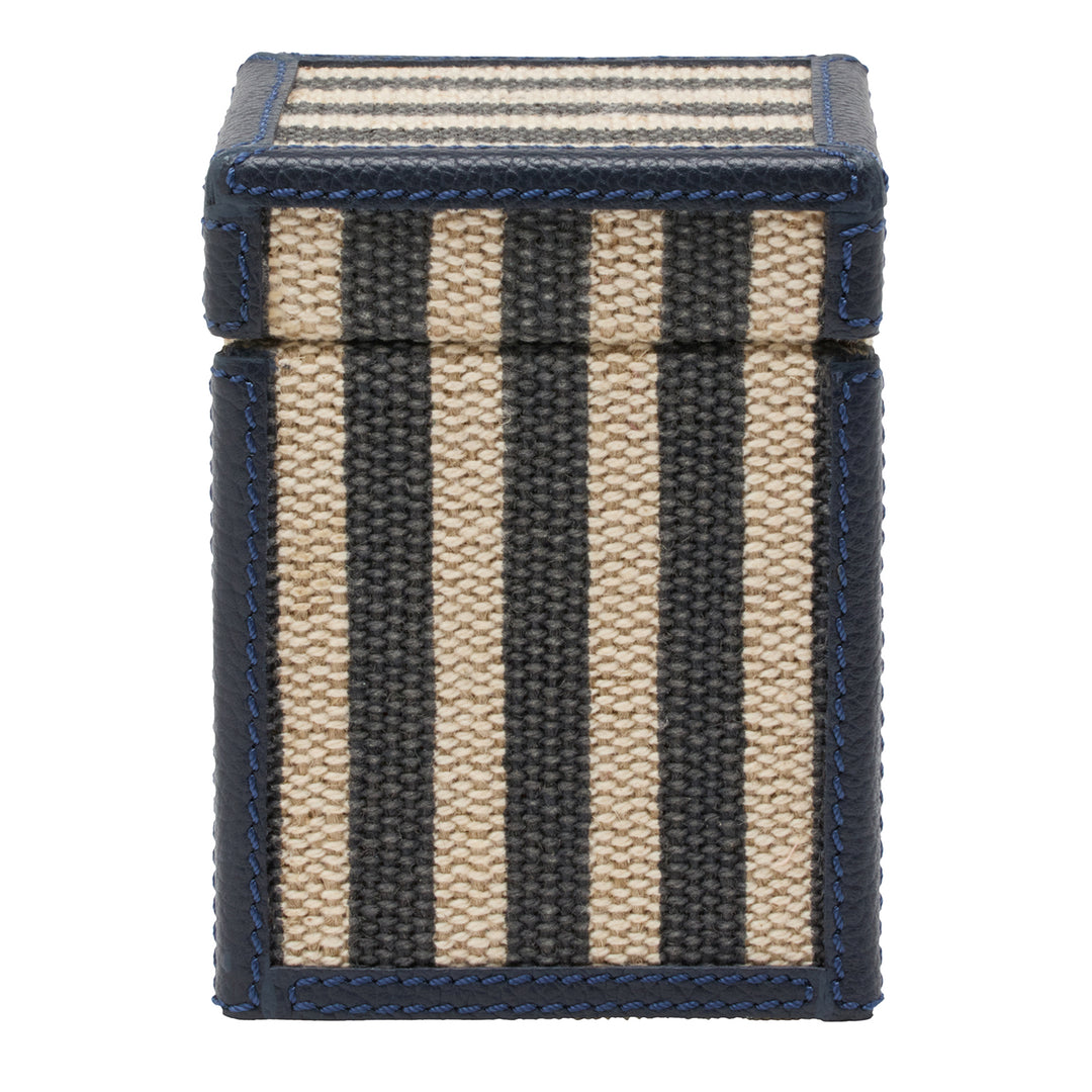 Franklin Navy Striped/Navy Cotton Jute/Leather Bathroom Accessories