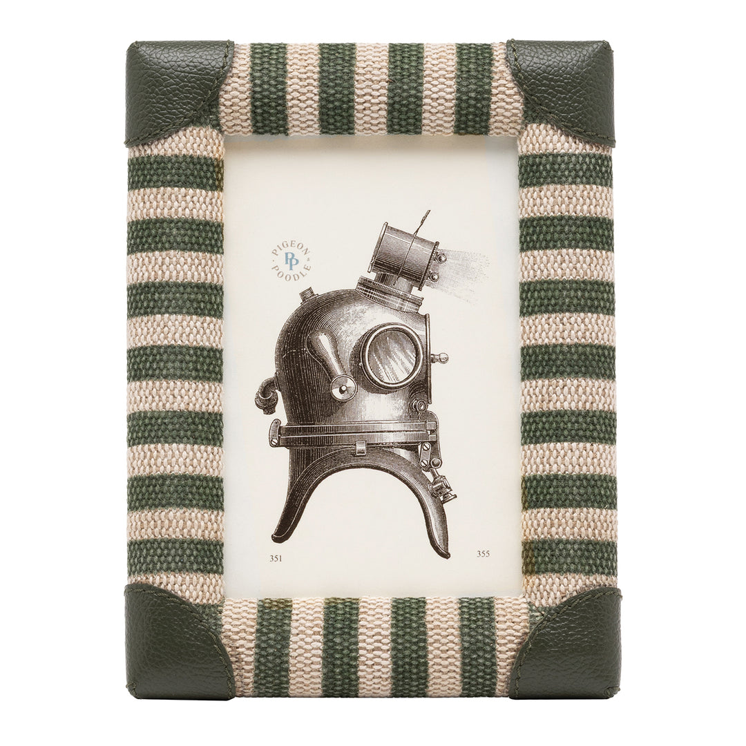 Franklin Emerald Striped/Forest Leather Picture Frames