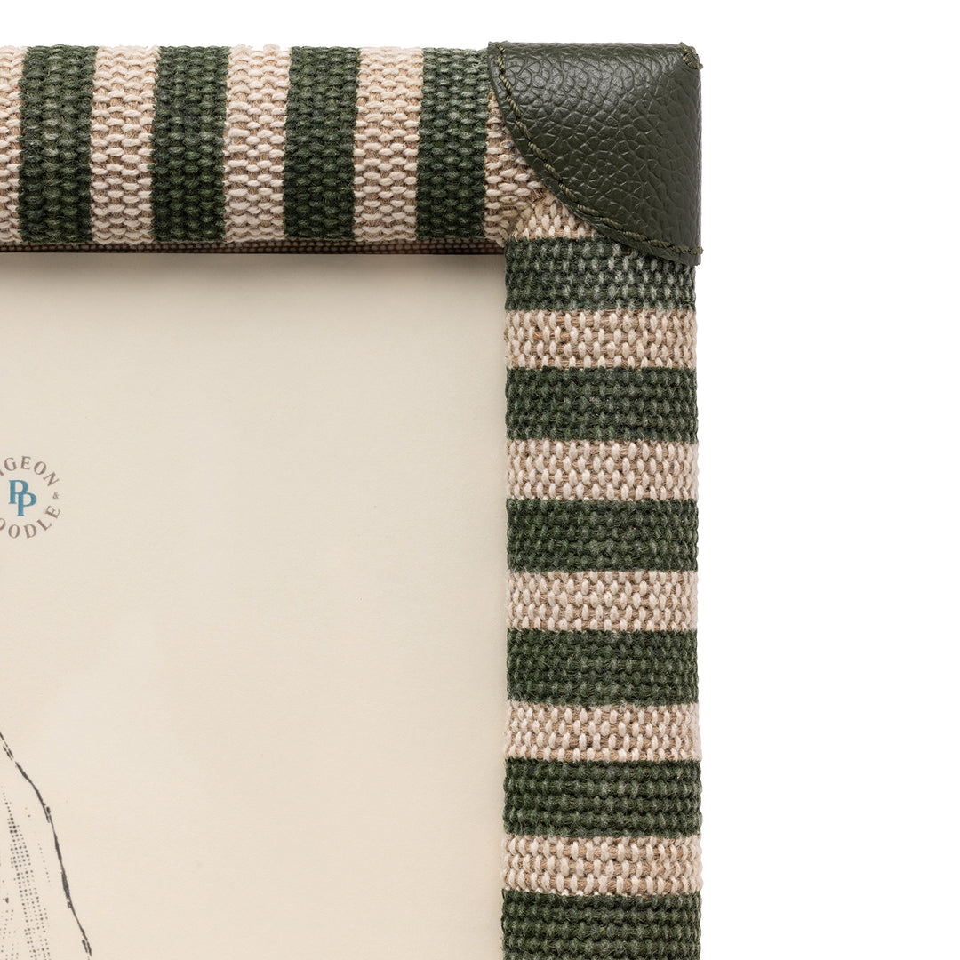 Franklin Emerald Striped/Forest Leather Picture Frames