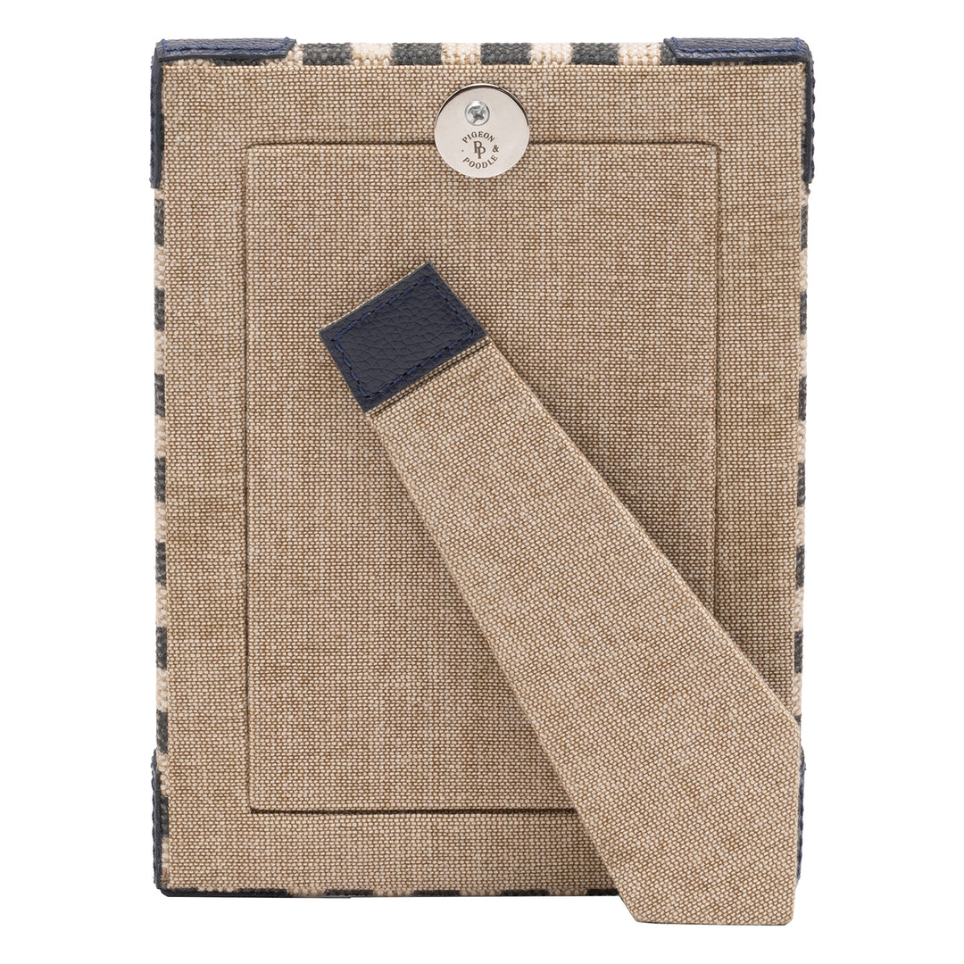 Franklin Navy Striped/Navy Leather Picture Frame