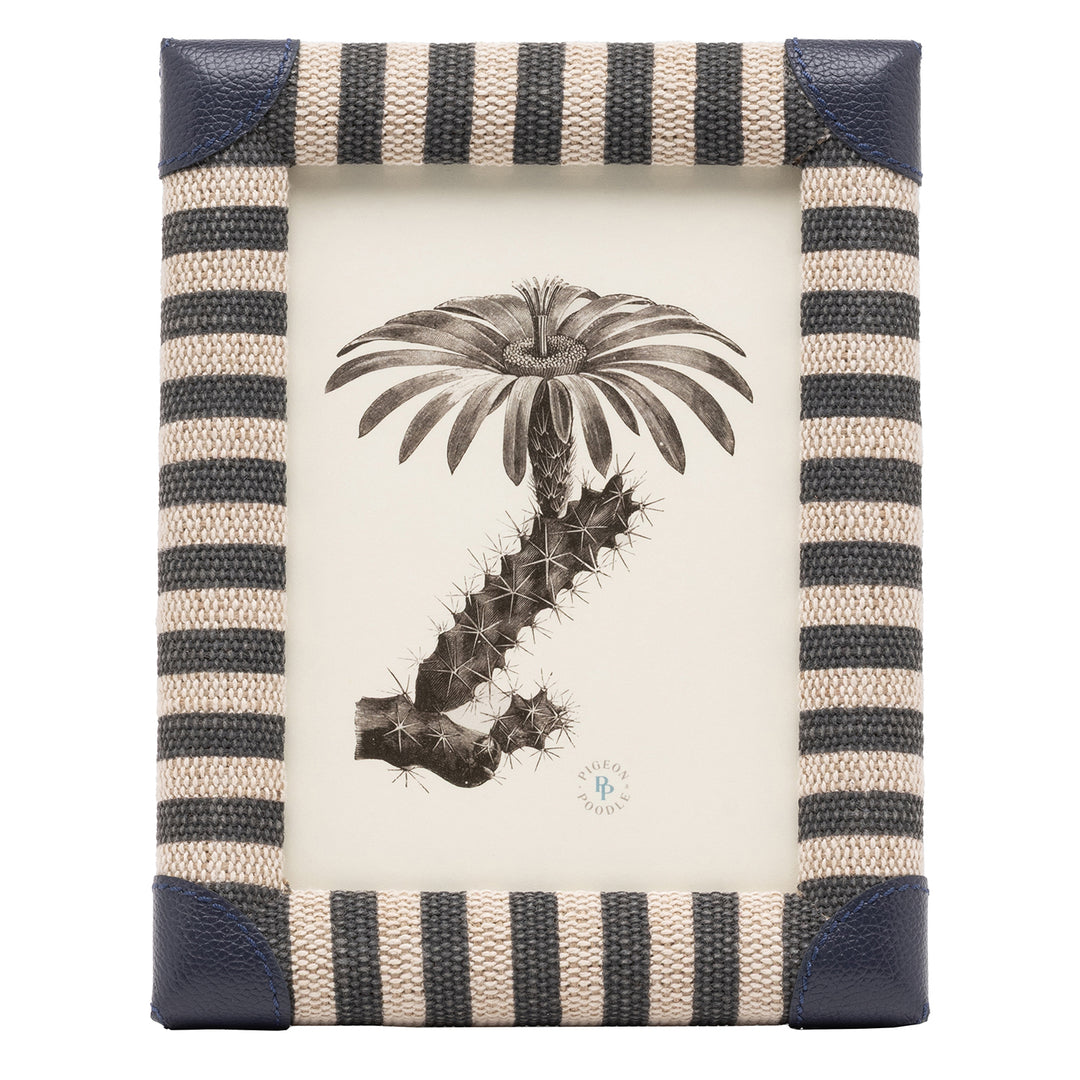 Franklin Navy Striped/Navy Leather Picture Frame