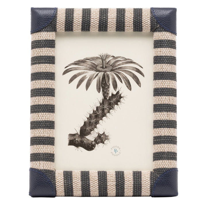 Franklin Navy Striped/Navy Leather Picture Frame