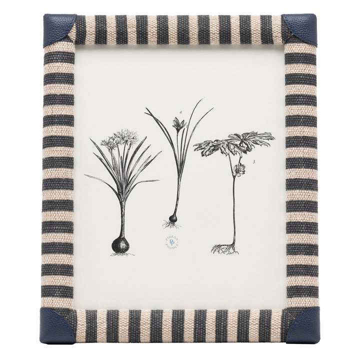 Franklin Navy Striped/Navy Leather Picture Frame