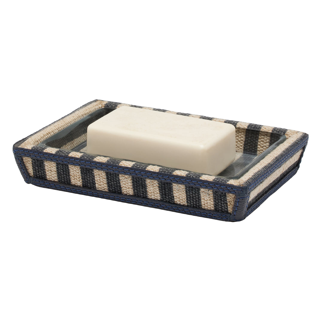 Franklin Navy Striped/Navy Cotton Jute/Leather Bathroom Accessories