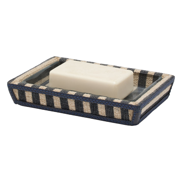 Franklin Navy Striped/Navy Cotton Jute/Leather Bathroom Accessories