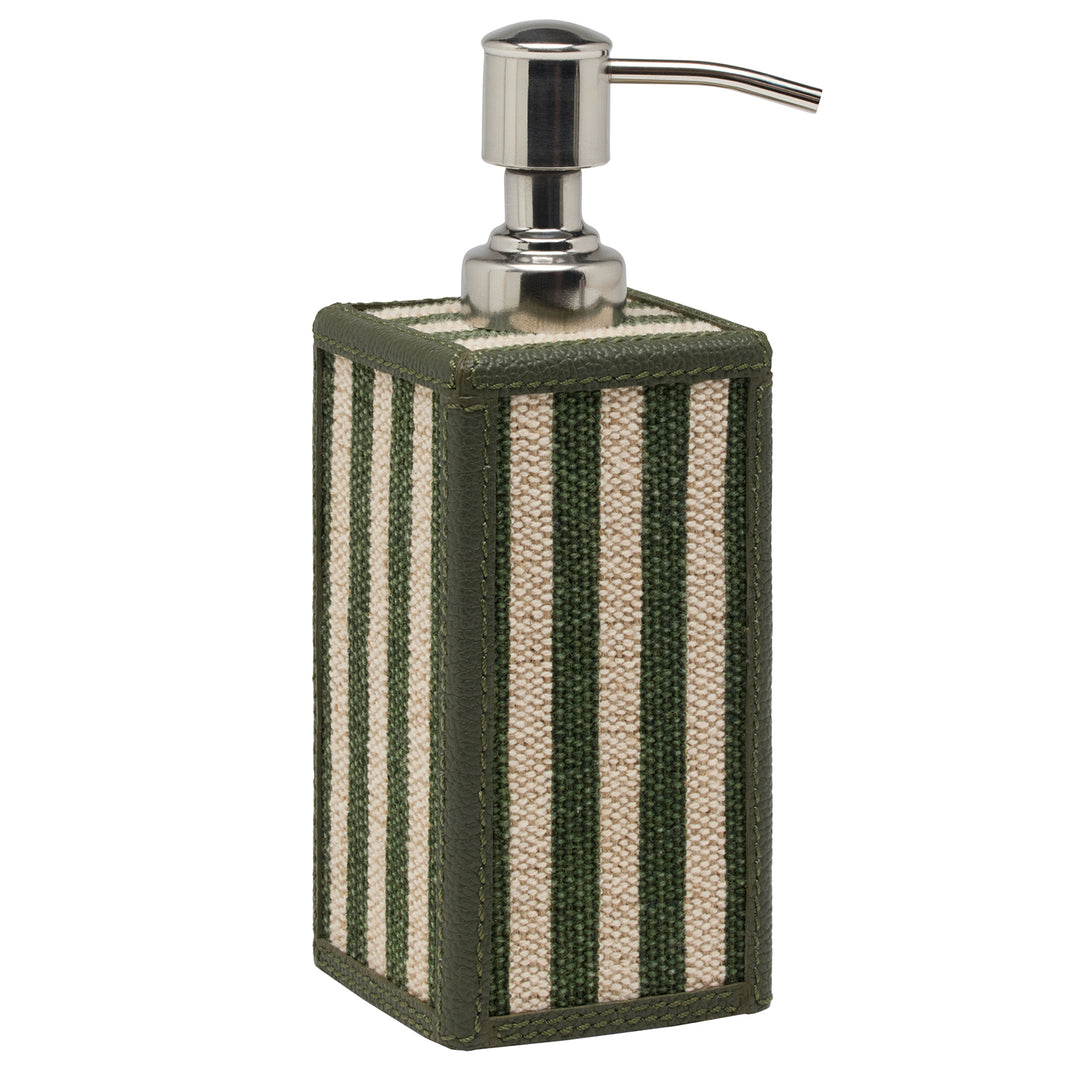 Franklin Emerald Striped Cotton Jute/Forest Leather Bathroom Accessories