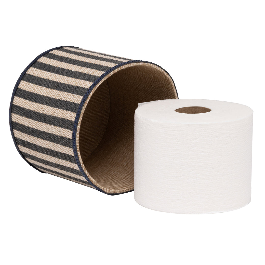 Franklin Navy Striped/Navy Cotton Jute/Leather Bathroom Accessories