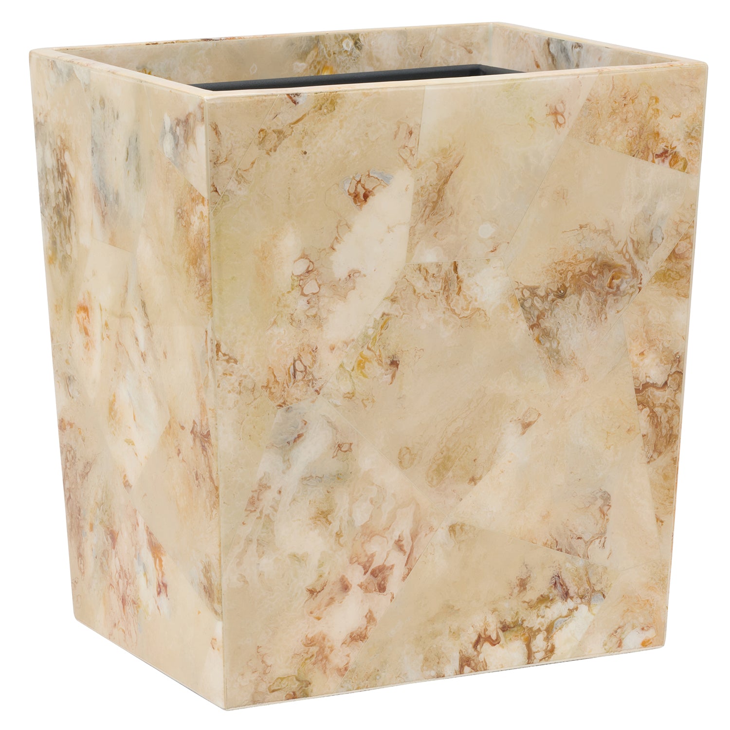 Gorman Faux Marble Horn Rectangle Wastebasket - Thumbnail 3