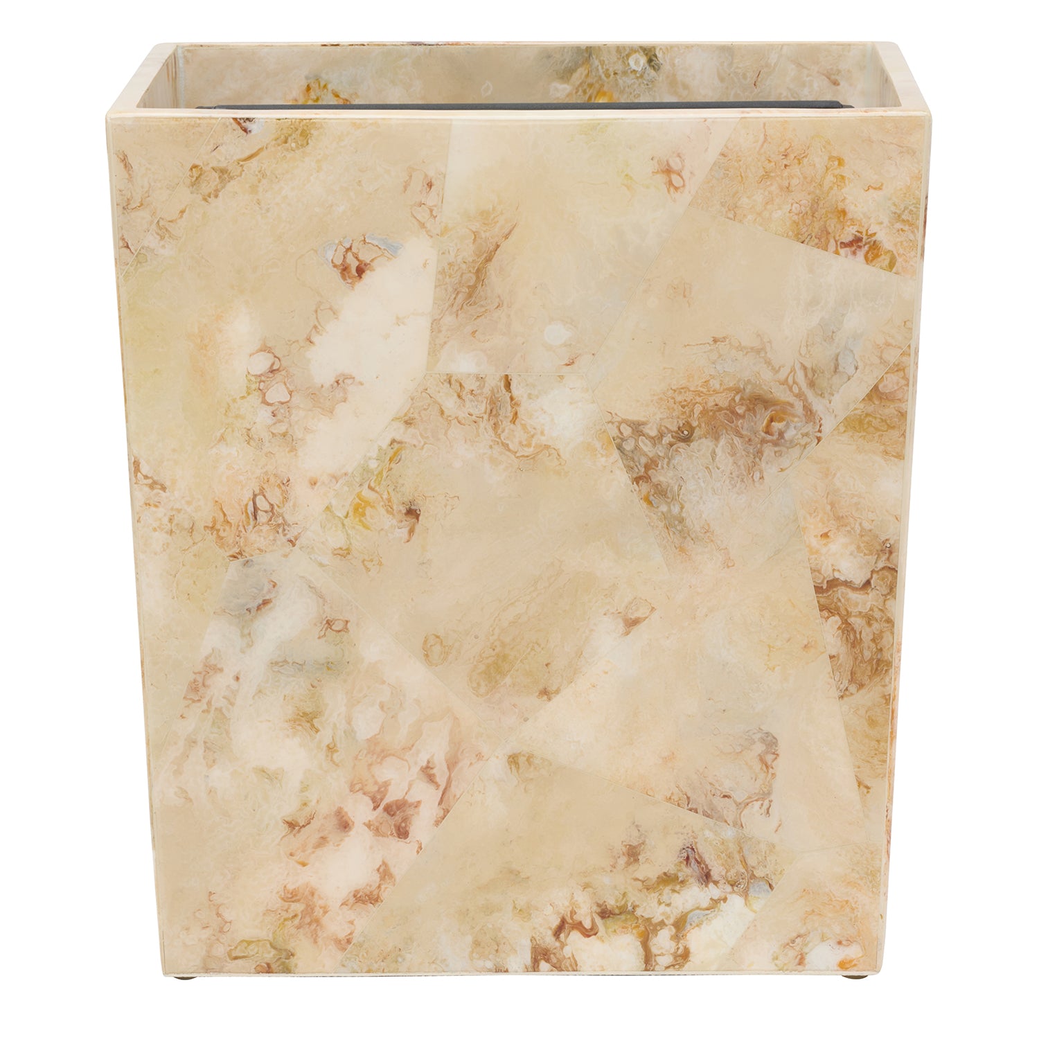 Gorman Faux Marble Horn Rectangle Wastebasket - Thumbnail 4
