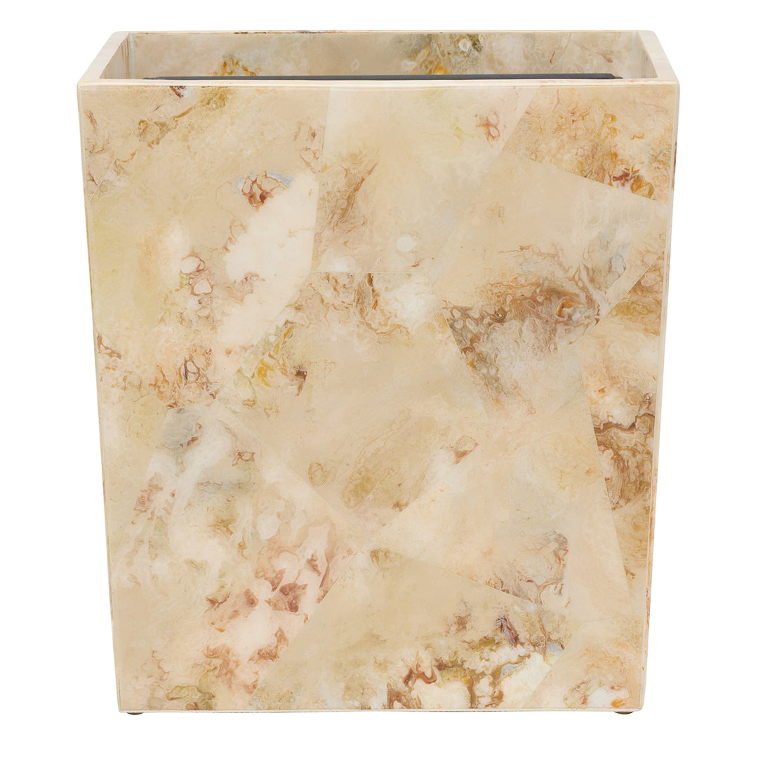 Gorman Faux Marble Horn Rectangle Wastebasket (Brown)