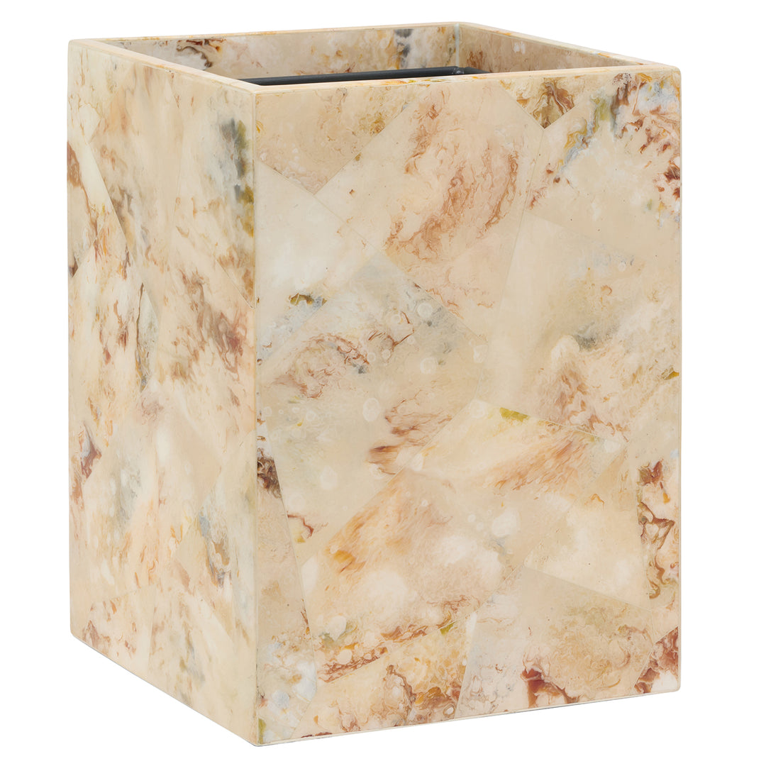 Gorman Faux Marble Horn Square Wastebasket (Brown)