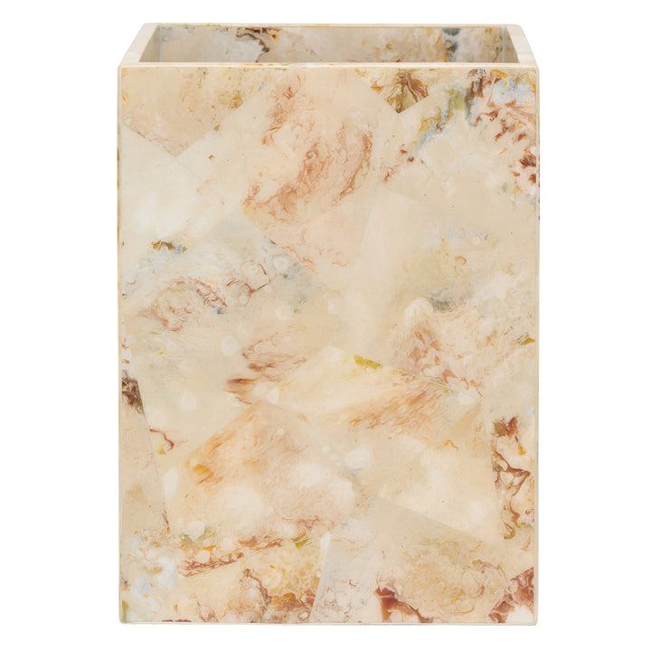 Gorman Faux Marble Horn Square Wastebasket (Brown)