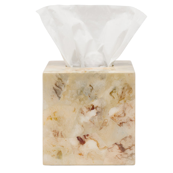 Gorman Faux Marble Horn Tissue Box Cover (Brown)