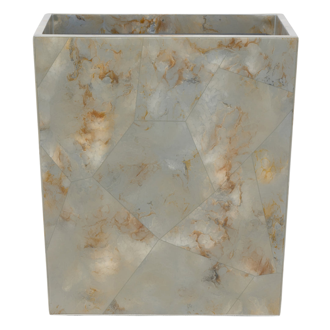 Gorman Faux Marble Horn Rectangle Wastebasket (Gray)