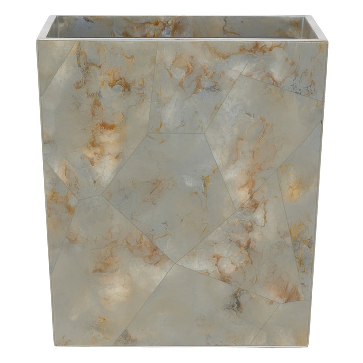 Gorman Faux Marble Horn Rectangle Wastebasket (Gray)
