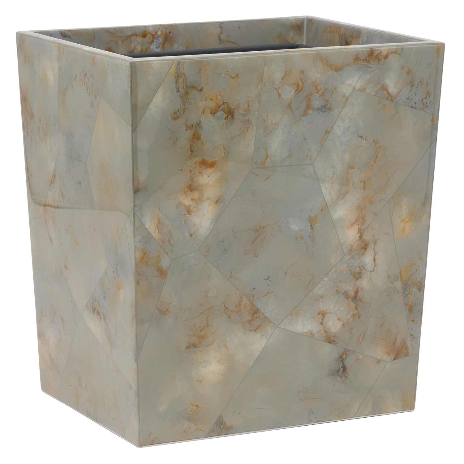 Gorman Faux Marble Horn Rectangle Wastebasket - Thumbnail 2