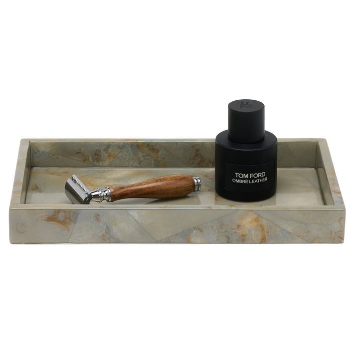Gorman Faux Marble Horn Small Tray (Gray)