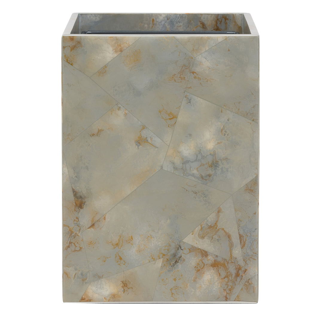 Gorman Faux Marble Horn Square Wastebasket (Gray)