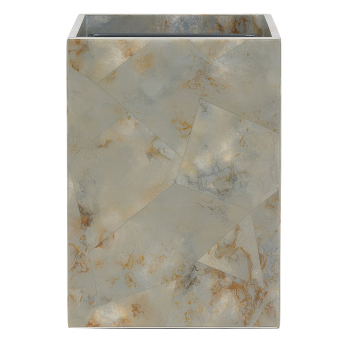 Gorman Faux Marble Horn Square Wastebasket (Gray)