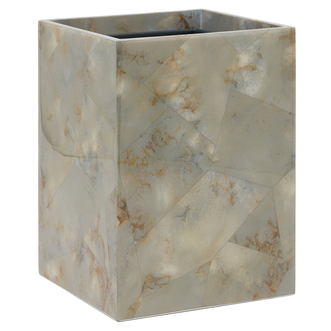 Gorman Faux Marble Horn Square Wastebasket (Gray)