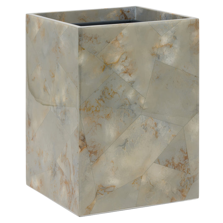 Gorman Faux Marble Horn Square Wastebasket (Gray)
