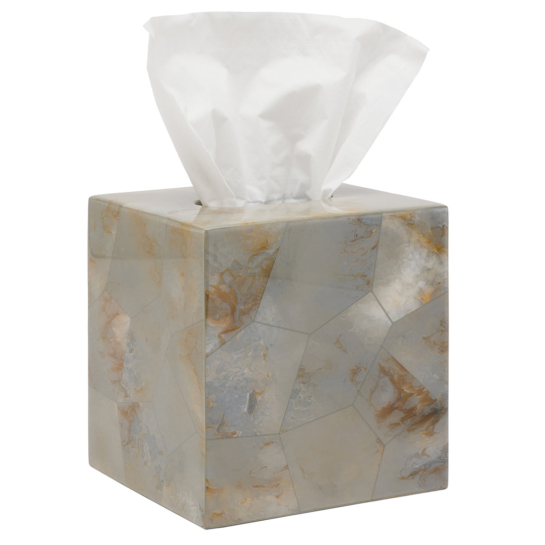 Gorman Faux Marble Horn Tissue Box Cover (Gray)