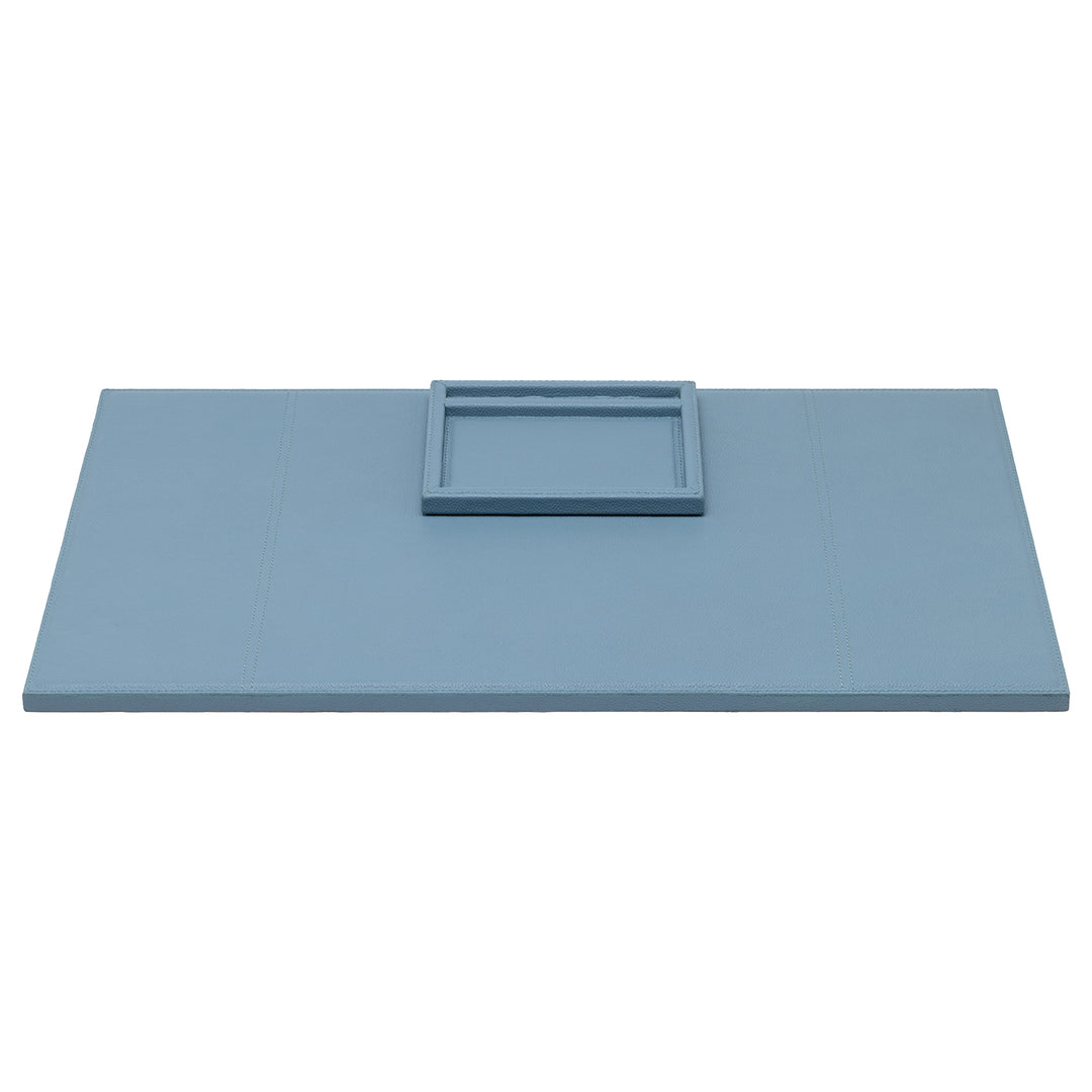 Grafton Full-Grain Leather Desk Blotter Set (Country Blue)