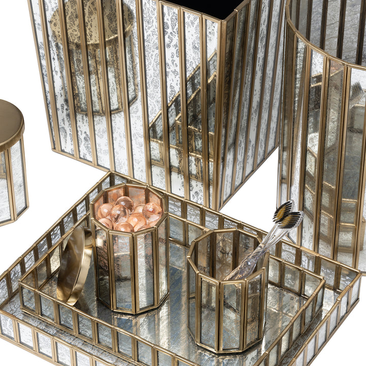 Grevena Antique Gold Brass/Glass Bathroom Accessories
