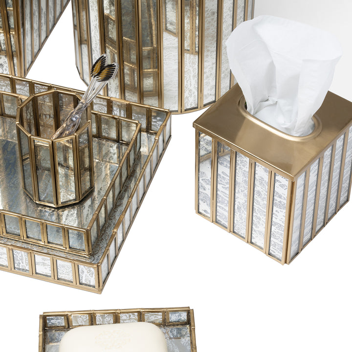 Grevena Antique Gold Brass/Glass Bathroom Accessories