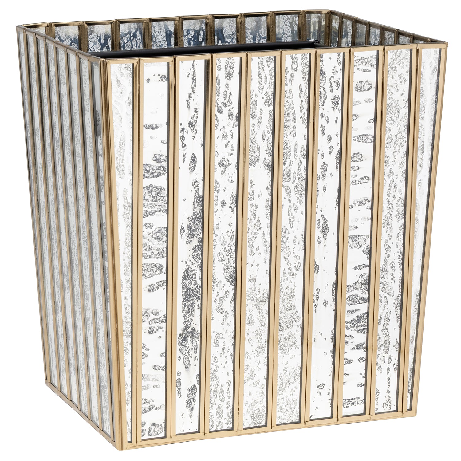 Grevena Antique Gold Brass/Glass Rectangular Wastebasket