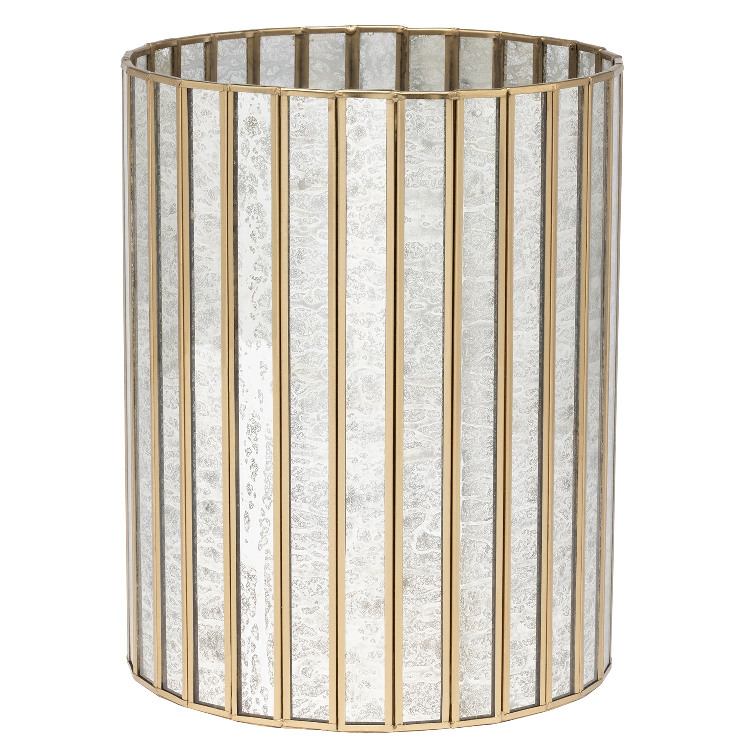 Grevena Antique Gold Brass/Glass Round Wastebasket