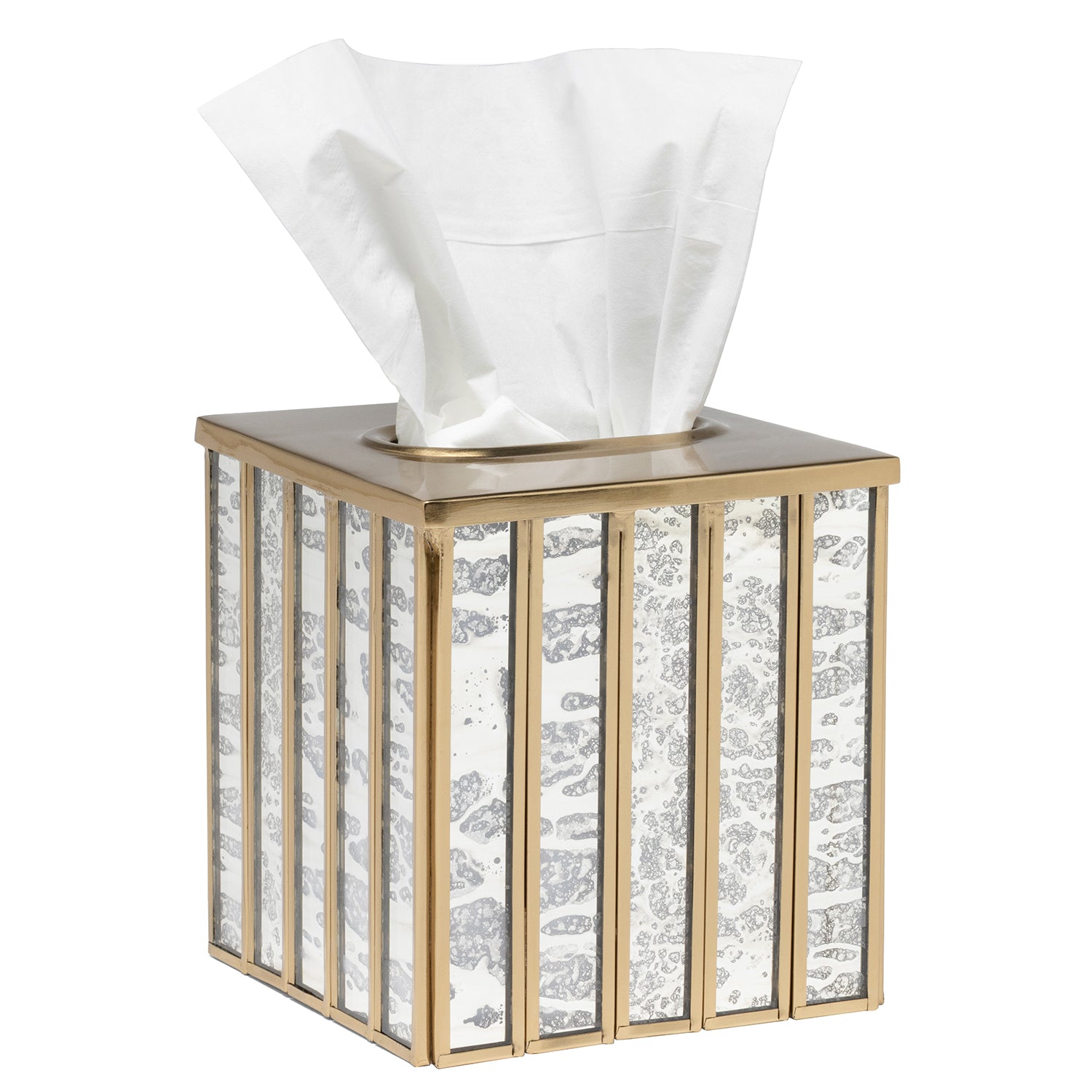 Grevena Antique Gold Brass/Glass Tissue Box Cover - Thumbnail 4