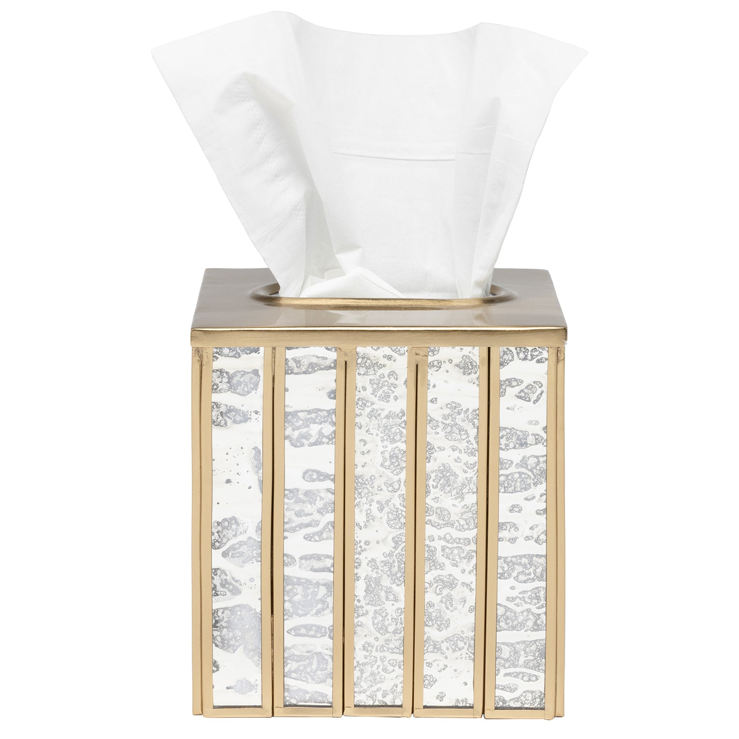 Grevena Antique Gold Brass/Glass Tissue Box Cover