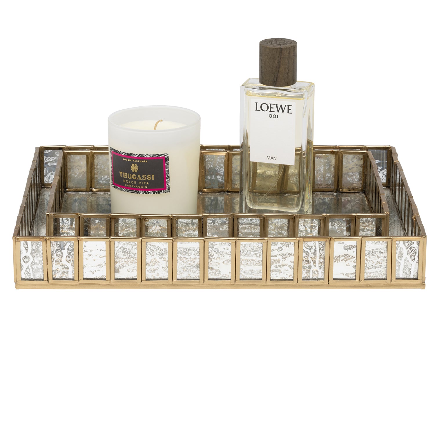 Grevena Antique Gold Brass/Glass Nested Trays Set/2 - Thumbnail 3