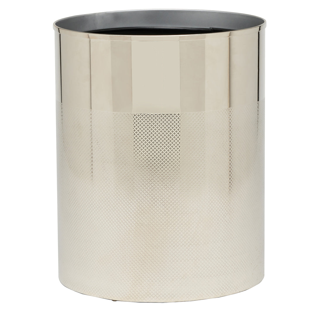 Hagen Stainless Steel Round Wastebasket (Shiny Nickel)