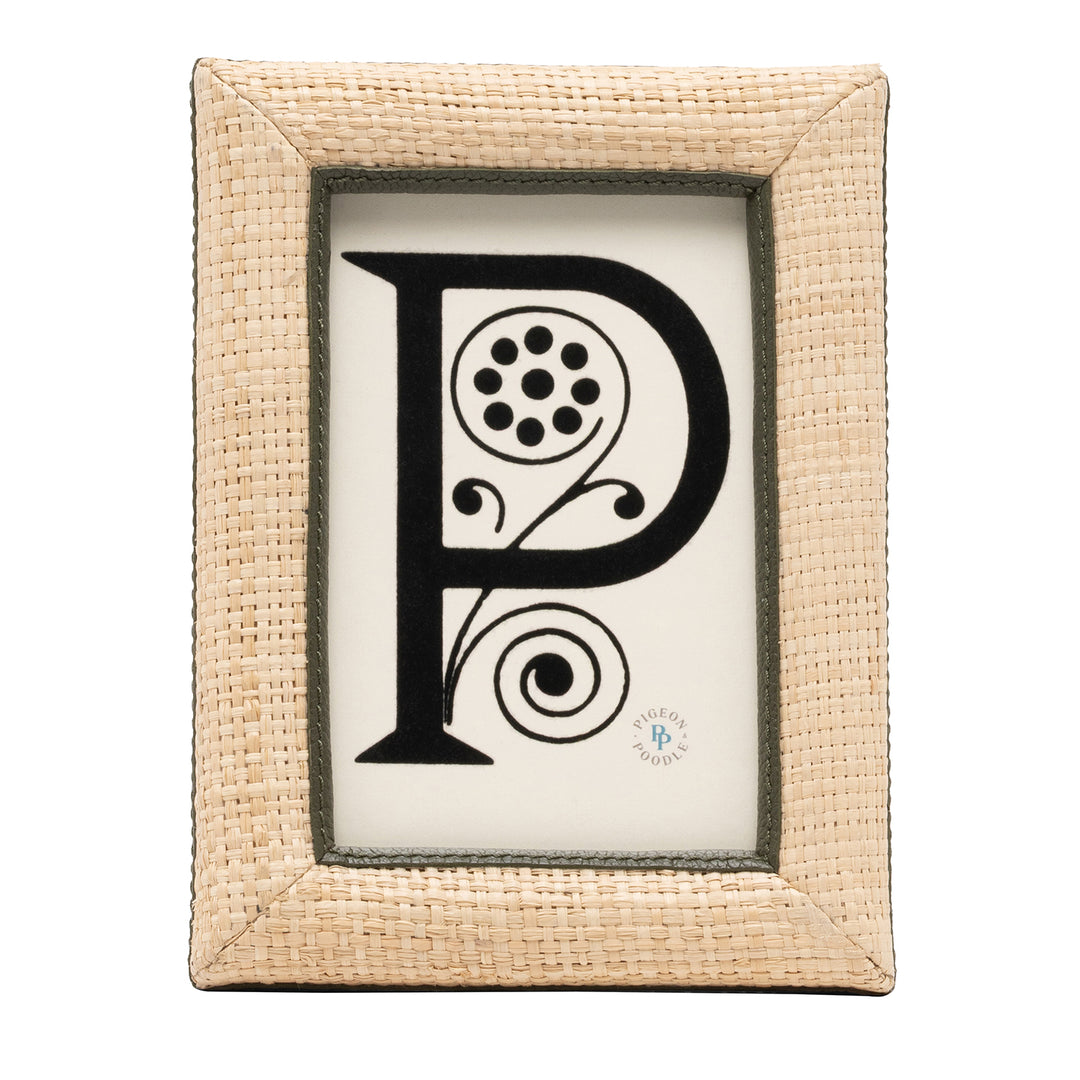 Hanford Natural Raffia/Forest Leather Picture Frame