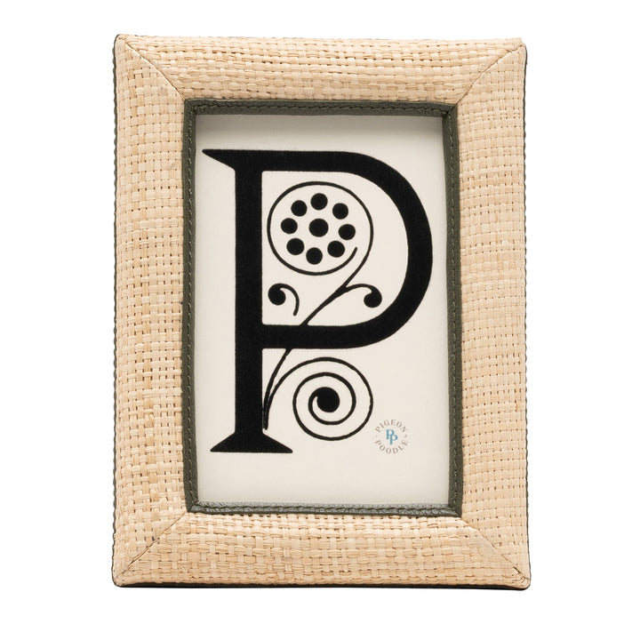 Hanford Natural Raffia/Forest Leather Picture Frame