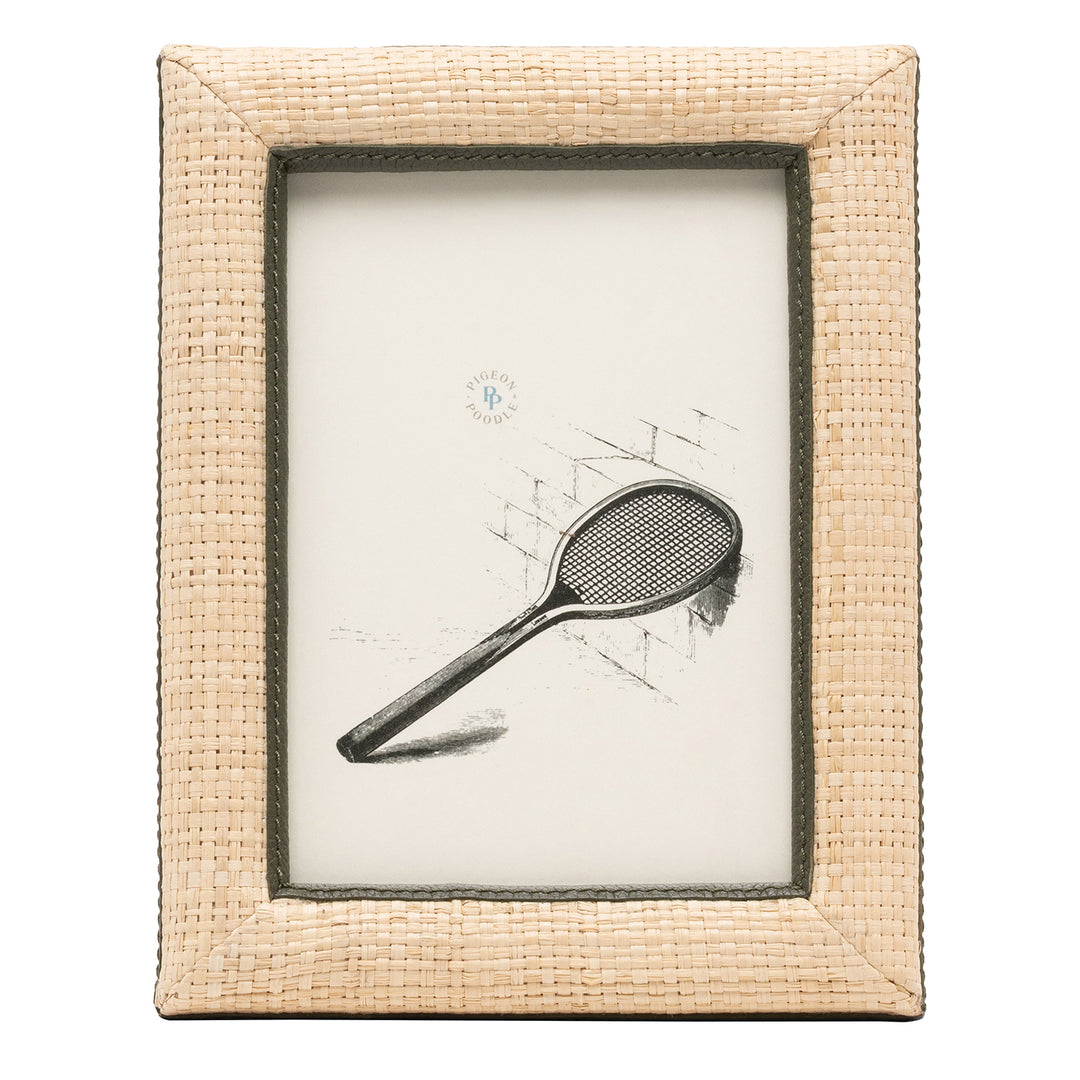 Hanford Natural Raffia/Forest Leather Picture Frame