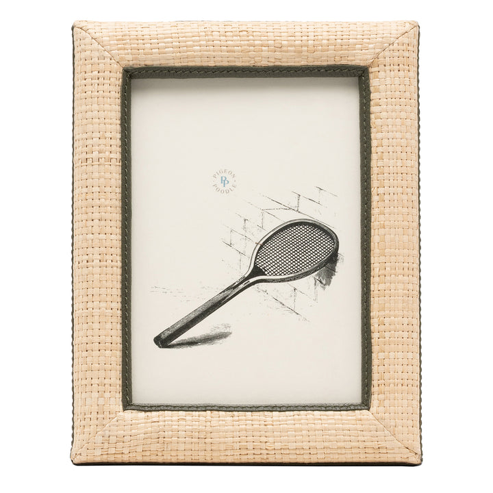 Hanford Natural Raffia/Forest Leather Picture Frame